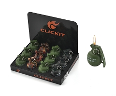 Click It Grenade Torch Lighter W/ Sound 12ct Box GH-6666